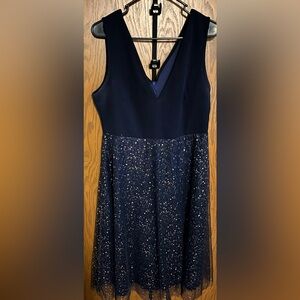 Elegant Navy Blue Sleeveless Dress